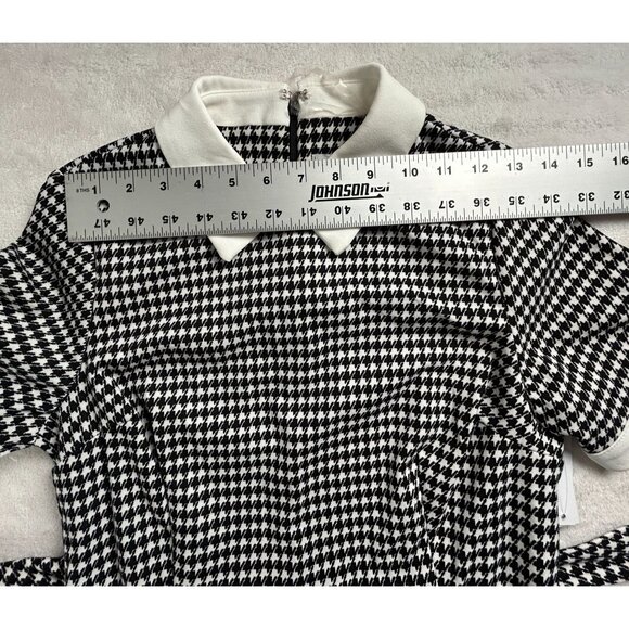 Shelby & Palmer Womens Black & Ivory Houndstooth Shift Dress Size 8P Stretch New - Picture 6 of 9
